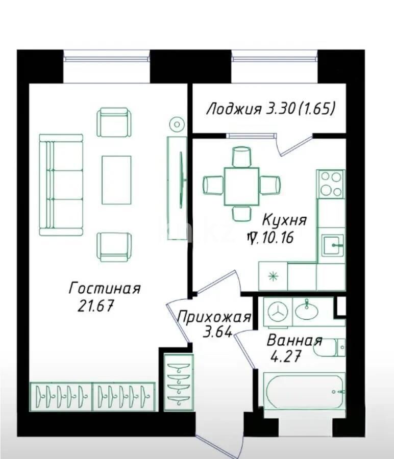Продажа 1-комнатной квартиры, 41.39 м² - Продажа квартир от собственников в Астане - страница 10 фото 1 из 1