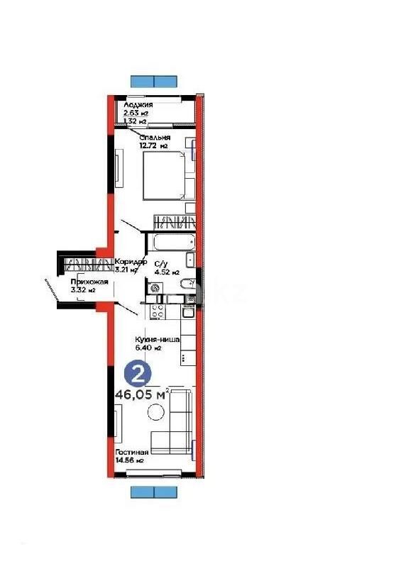 Продажа 2-комнатной квартиры, 46 м² - Продажа квартир в монолитном доме в Алматы - страница 8 фото 1 из 1