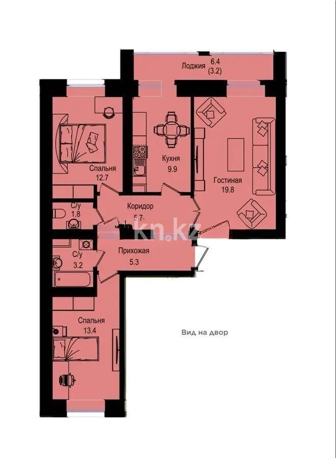 Продажа 3-комнатной квартиры, 76 м² - Продажа трехкомнатных квартир в Казахстане фото 1 из 1
