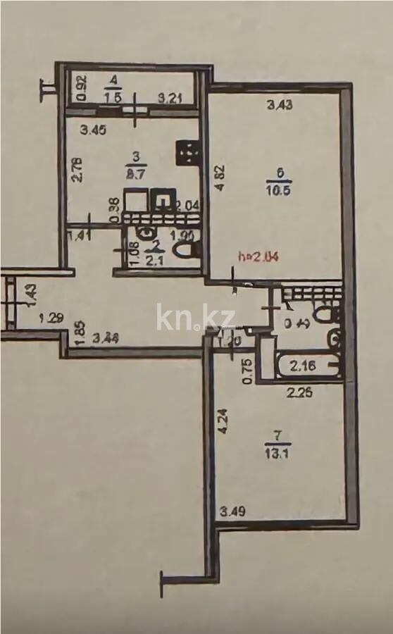 Продажа 2-комнатной квартиры, 58.1 м² - Продажа двухкомнатных квартир в монолитно-каркасном доме в Казахстане - страница 202 фото 6 из 6