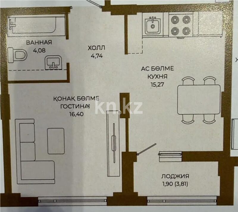 Продажа 1-комнатной квартиры, 42.4 м² - Продажа квартир в Астане - страница 46 фото 2 из 2