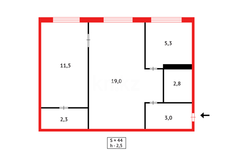Продажа 2-комнатной квартиры, 46 м² - Продажа двухкомнатных квартир в Городе Караганды - страница 5 фото 3 из 3
