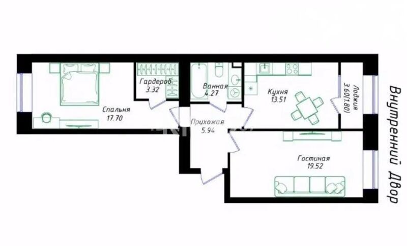Продажа 2-комнатной квартиры, 66.06 м² - Продажа  двухкомнатных квартир в новостройках Астаны - страница 26 фото 1 из 1