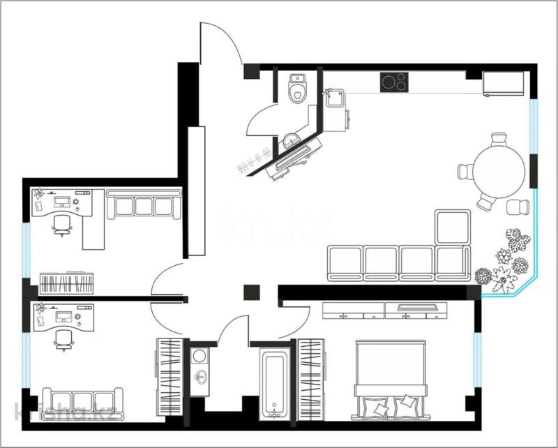 Продажа 4-комнатной квартиры, 98 м² - Продажа четырехкомнатных квартир в блочном доме в Казахстане - страница 10 фото 1 из 1