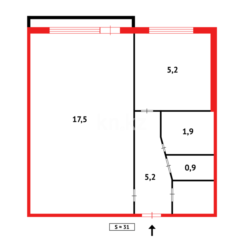Продажа 1-комнатной квартиры, 31 м² - Продажа однокомнатных квартир в Темиртау - страница 6 фото 22 из 23