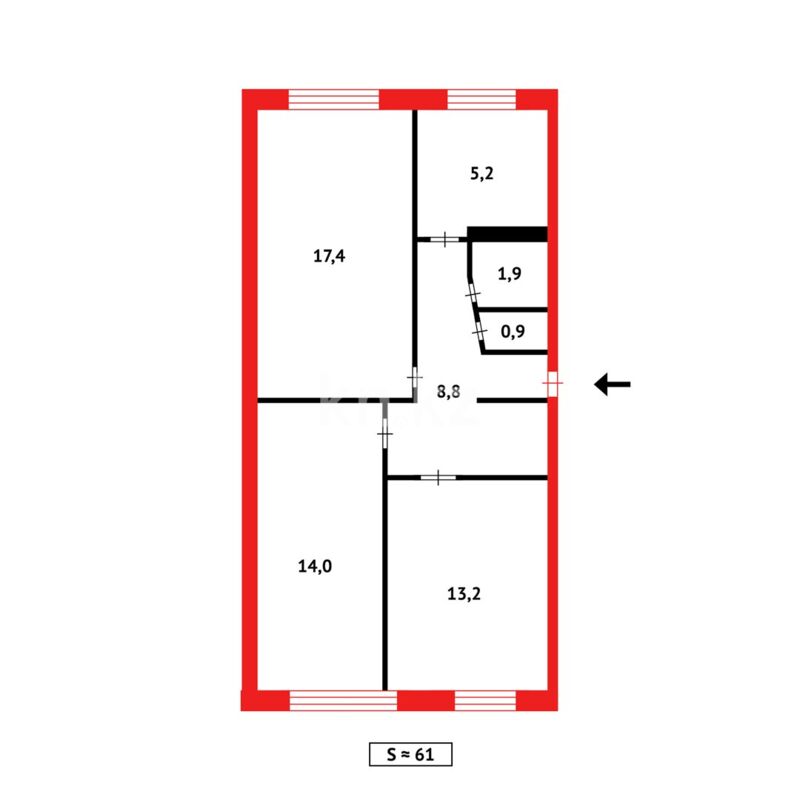 Продажа 3-комнатной квартиры, 61 м² - Продажа трехкомнатных квартир в Темиртау - страница 3 фото 12 из 12