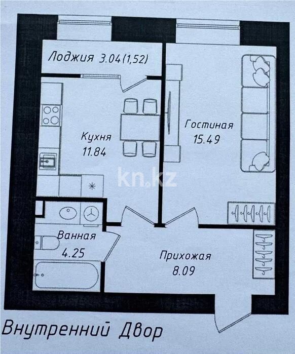 Продажа 1-комнатной квартиры, 41.19 м² - Продажа однокомнатных квартир в р-не Сарыарка Астаны - страница 12 фото 1 из 1