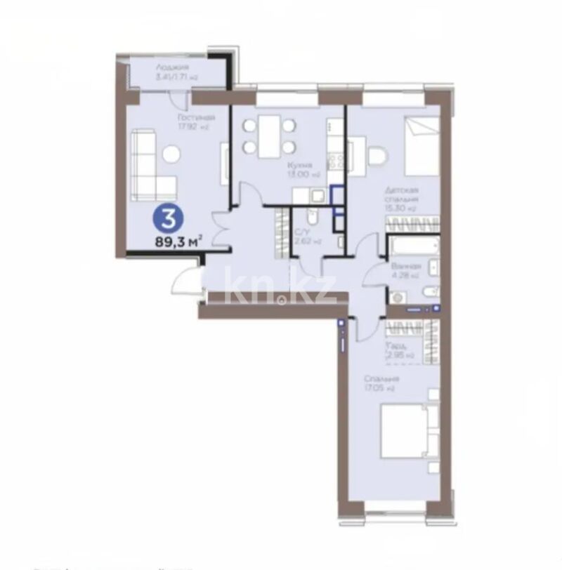 Продажа 3-комнатной квартиры, 89.3 м² - Продажа недвижимости в Казахстане - страница 20 фото 1 из 1