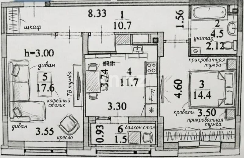 Продажа 2-комнатной квартиры, 61 м² - Продажа двухкомнатных квартир в блочном доме в Астане фото 5 из 6