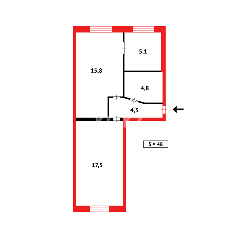 Продажа 2-комнатной квартиры, 48 м² - Продажа двухкомнатных квартир в панельном доме в Темиртау - страница 5 фото 18 из 18