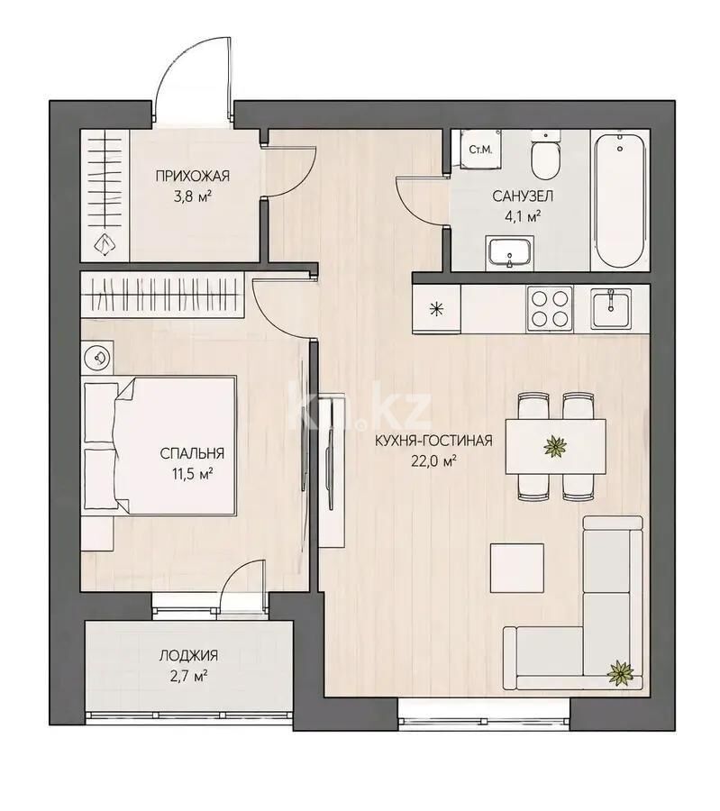 Продажа 2-комнатной квартиры, 41 м² - Продажа двухкомнатных квартир на Юго-Востоке Караганды - страница 9 фото 2 из 2