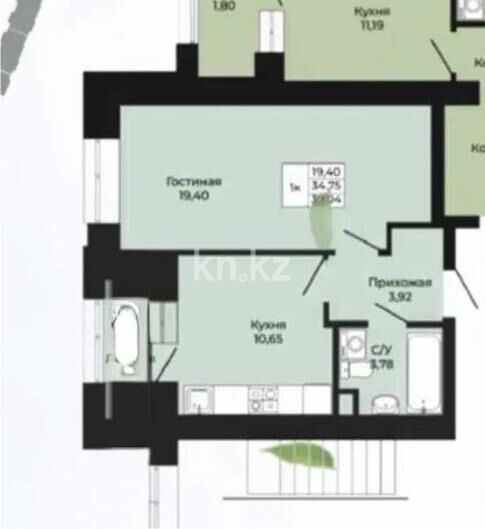 Продажа 1-комнатной квартиры, 39 м² - Продажа однокомнатных квартир в р-не Сарайшык Астаны - страница 33 фото 1 из 1