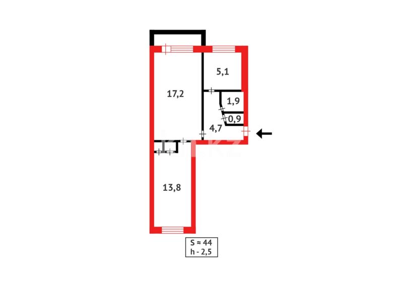 Продажа 2-комнатной квартиры, 44 м² - Продажа двухкомнатных квартир в Темиртау - страница 2 фото 13 из 13