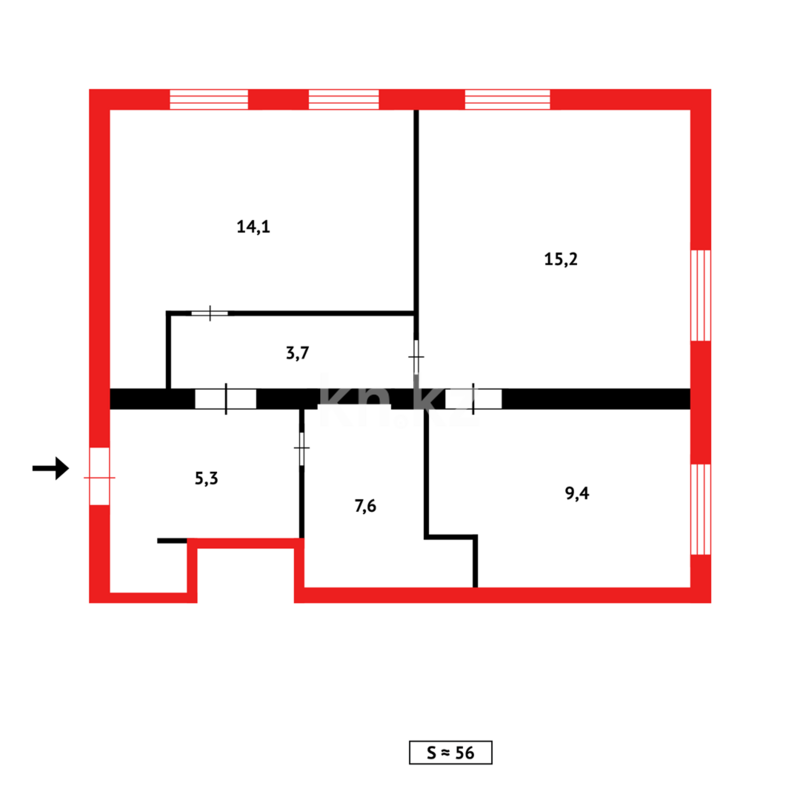 Продажа 2-комнатной квартиры, 57 м² - Продажа двухкомнатных квартир в Городе Караганды - страница 11 фото 15 из 15