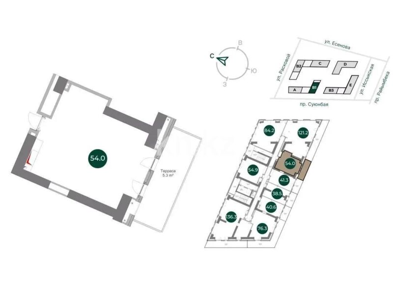 Продажа 2-комнатной квартиры, 54 м² - Продажа зданий в Усть-Каменогорске фото 1 из 1