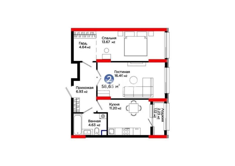 Продажа 2-комнатной квартиры, 58.65 м² - Продажа двухкомнатных квартир в р-не Нура Астаны - страница 29 фото 5 из 5