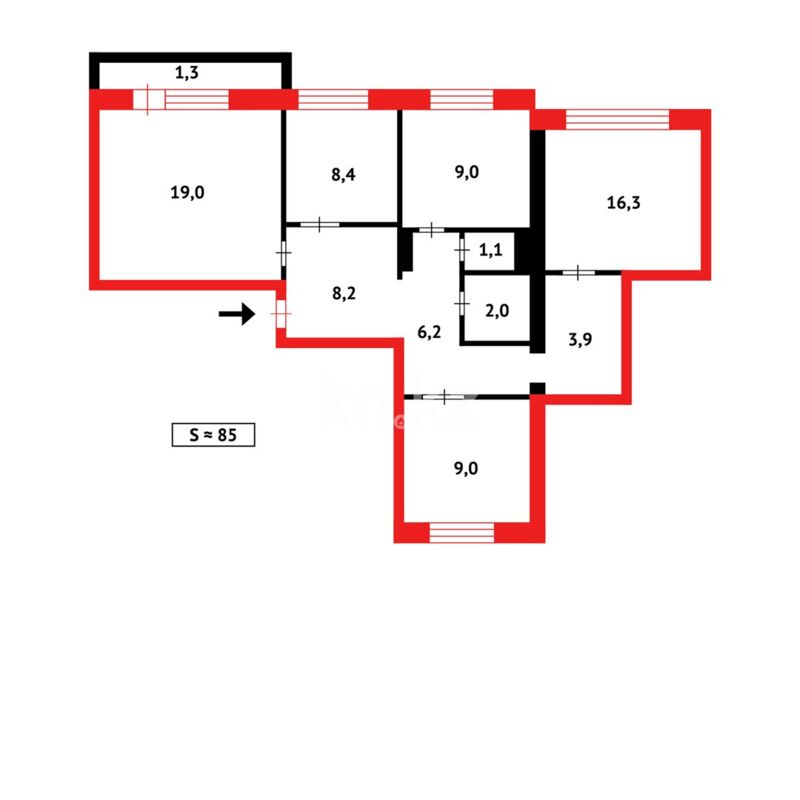 Продажа 4-комнатной квартиры, 85 м² - Продажа четырехкомнатных квартир в панельном доме в Казахстане - страница 2 фото 12 из 12