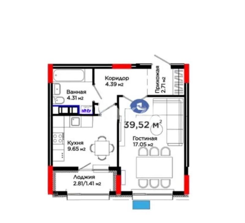 Продажа 1-комнатной квартиры, 39.52 м² - Продажа квартир в новостройках Астаны - страница 20 фото 1 из 1