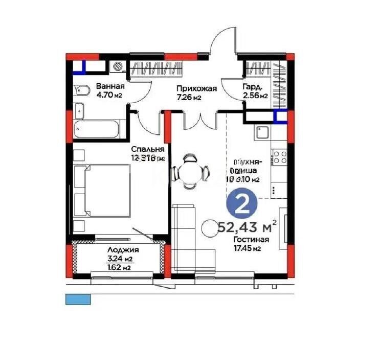 Продажа 2-комнатной квартиры, 55 м² - Продажа двухкомнатных квартир в блочном доме в Астане фото 1 из 1