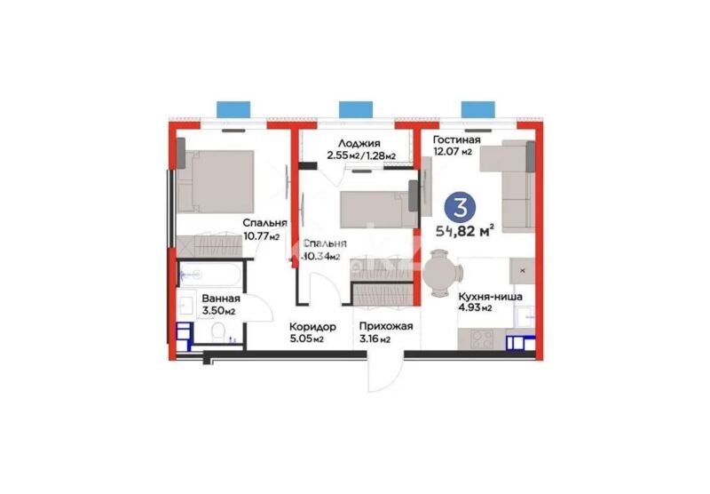 Продажа 3-комнатной квартиры, 54.82 м² - Продажа трехкомнатных квартир в Алатауском р-не Алматы - страница 13 фото 3 из 3