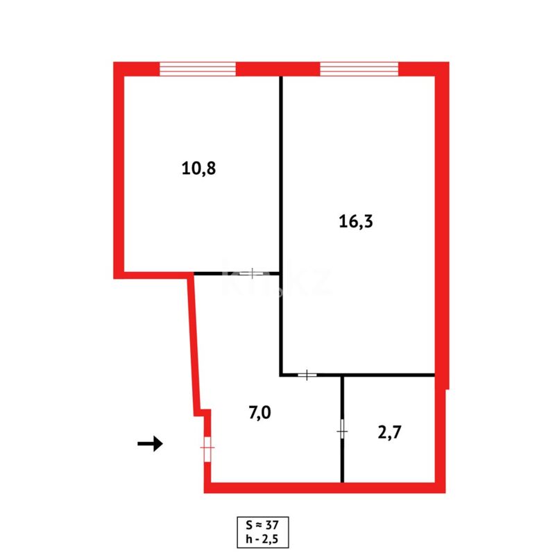 Продажа 2-комнатной квартиры, 36 м² - Продажа двухкомнатных квартир в районе Нового рынка Караганды фото 8 из 8