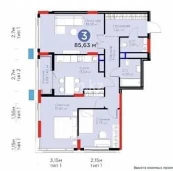 Продажа 3-комнатной квартиры, 85 м² - Продажа квартир в монолитно-каркасном доме в Астане - страница 105 фото 1 из 1
