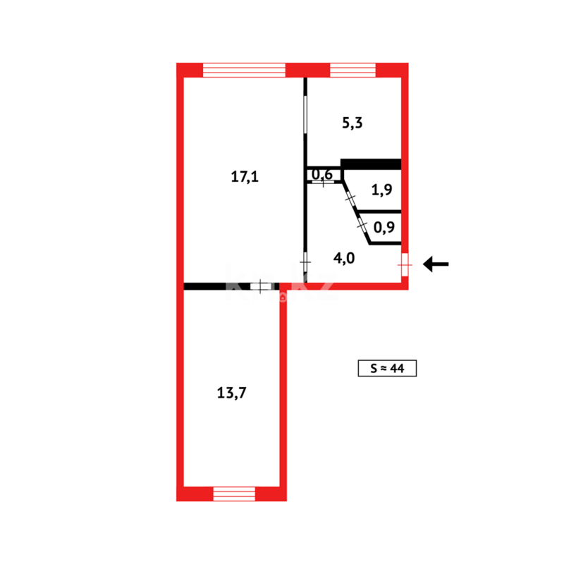 Продажа 2-комнатной квартиры, 44 м² - Продажа двухкомнатных квартир в панельном доме в Казахстане - страница 93 фото 10 из 10
