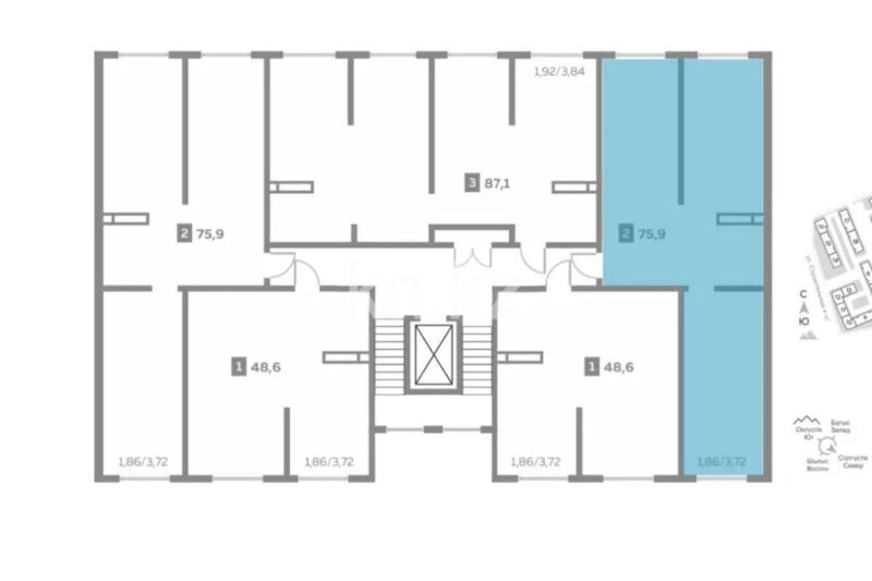 Продажа 2-комнатной квартиры, 75.9 м² - Продажа квартир в монолитно-каркасном доме в Алматы - страница 6 фото 1 из 1