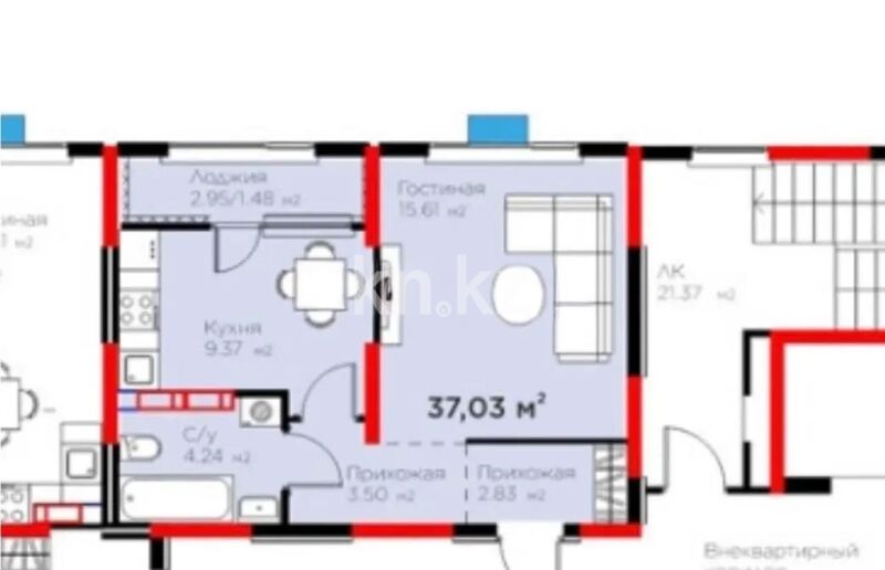 Продажа 1-комнатной квартиры, 37 м² - Продажа однокомнатных квартир в Жетысуском р-не Алматы - страница 7 фото 3 из 3