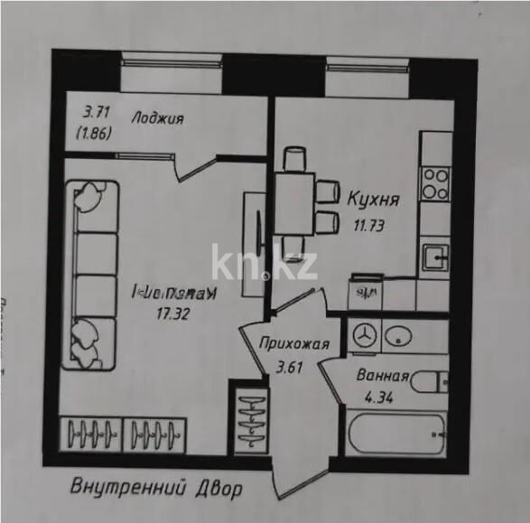 Продажа 1-комнатной квартиры, 38.86 м² - Продажа однокомнатных квартир в р-не Нура Астаны - страница 40 фото 1 из 1