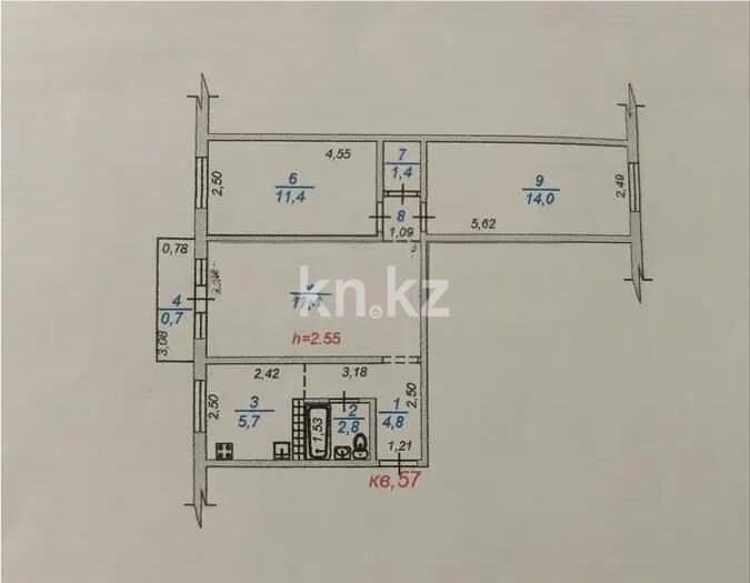 Продажа 3-комнатной квартиры, 59.2 м² - Продажа трехкомнатных квартир в Ауэзовском р-не Алматы - страница 22 фото 6 из 6