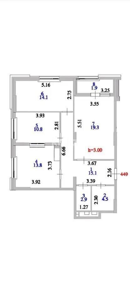 Продажа 3-комнатной квартиры, 82 м² - Продажа квартир в блочном доме в Казахстане фото 3 из 3