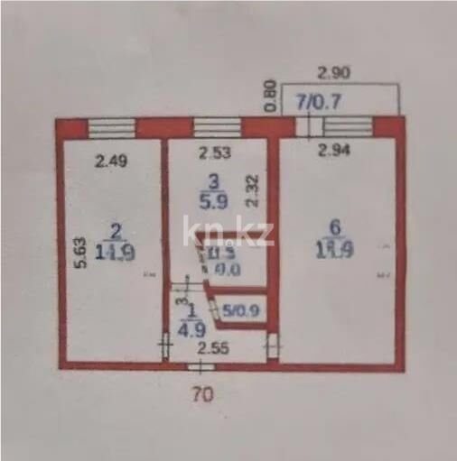 Продажа 2-комнатной квартиры, 44 м² - Продажа двухкомнатных квартир в Караганде - страница 3 фото 7 из 7