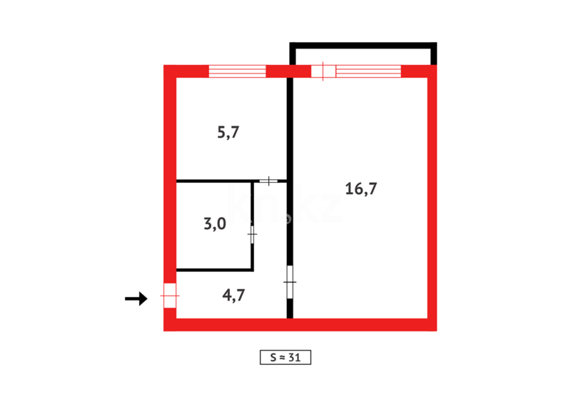 Продажа 1-комнатной квартиры, 31 м² - Продажа квартир в кирпичном доме в Абае - страница 2 фото 6 из 6