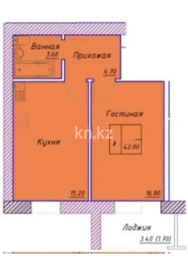 Продажа 1-комнатной квартиры, 42 м² - Продажа однокомнатных квартир в Казахстане - страница 20 фото 4 из 4