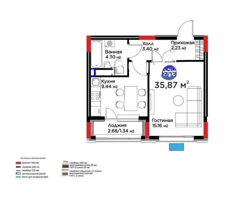 Продажа 1-комнатной квартиры, 35.8 м² - Продажа однокомнатных квартир в Астане - страница 6 фото 1 из 1