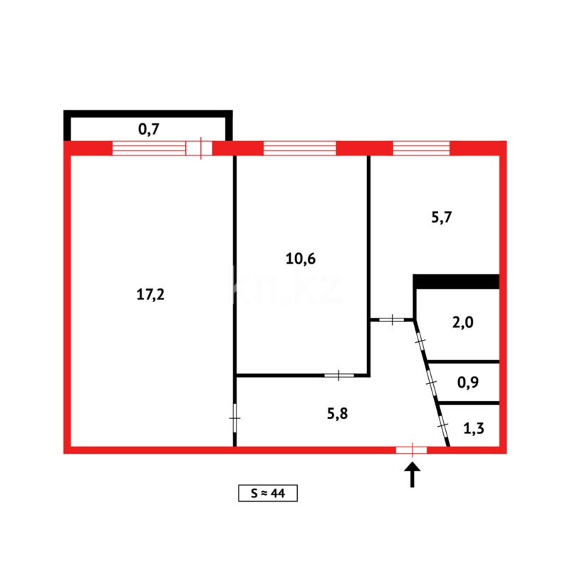 Продажа 2-комнатной квартиры, 44 м² - Продажа двухкомнатных квартир в панельном доме в Караганде - страница 29 фото 7 из 7