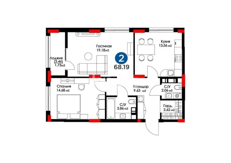 Продажа 2-комнатной квартиры, 69 м² - Продажа двухкомнатных квартир в р-не Нура Астаны - страница 38 фото 8 из 8