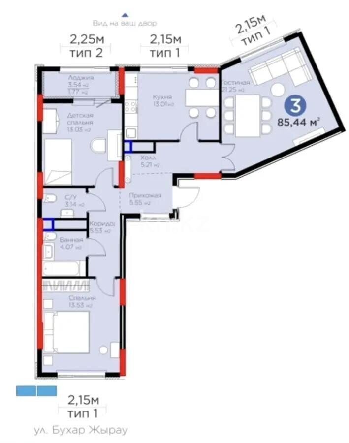 Продажа 3-комнатной квартиры, 86 м² - Недвижимость в Астане - страница 9 фото 6 из 6