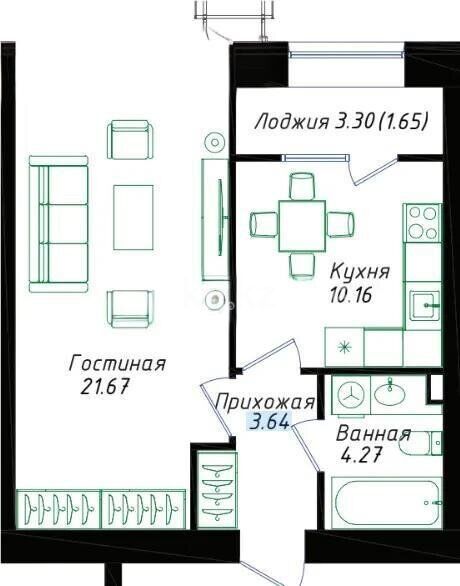 Продажа 1-комнатной квартиры, 41.39 м² - Продажа квартир в блочном доме в Казахстане - страница 91 фото 1 из 1