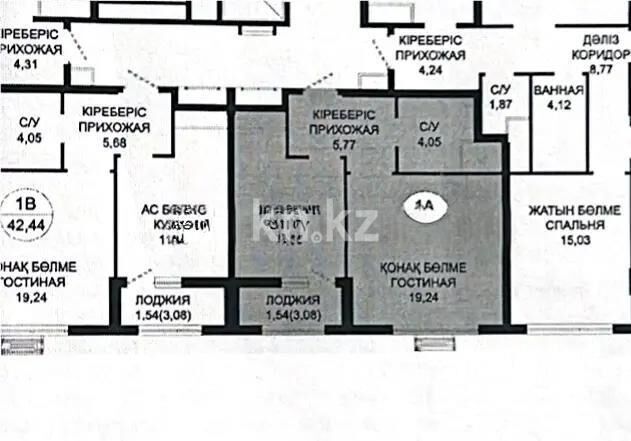Продажа 1-комнатной квартиры, 42.5 м² - Продажа однокомнатных квартир в блочном доме в Казахстане - страница 54 фото 4 из 4