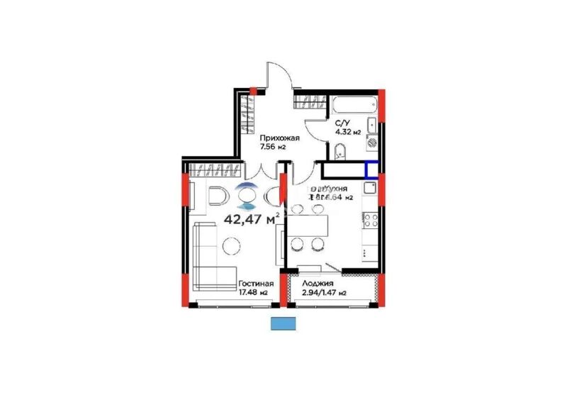Продажа 1-комнатной квартиры, 42 м² - Продажа квартир в новостройках Астаны - страница 33 фото 1 из 1