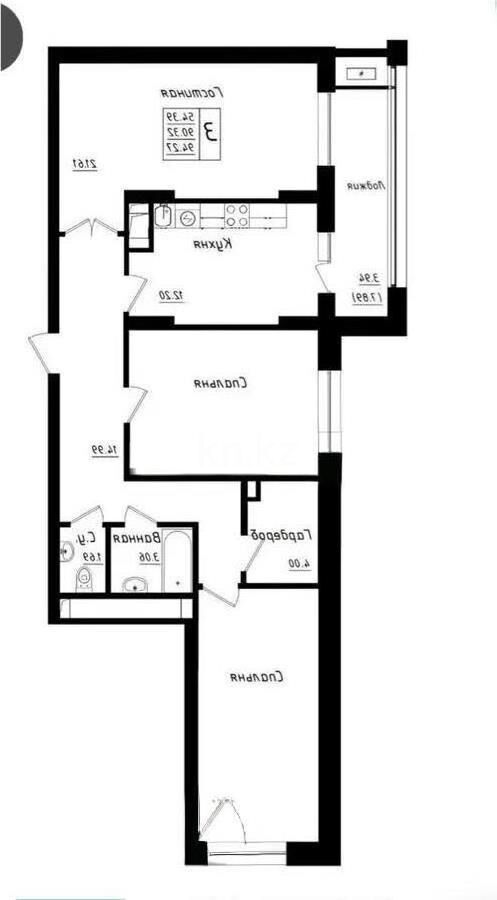 Продажа 3-комнатной квартиры, 94.8 м² - Продажа трехкомнатных квартир в блочном доме в Казахстане - страница 50 фото 1 из 1