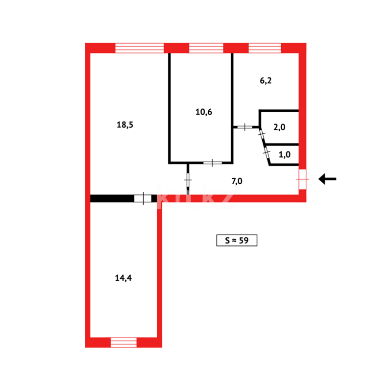 Продажа 3-комнатной квартиры, 56 м² - Продажа квартир в кирпичном доме в Казахстане - страница 379 фото 18 из 18