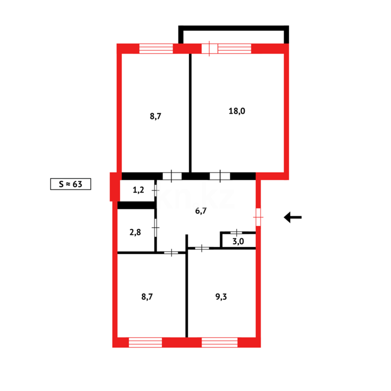 Продажа 3-комнатной квартиры, 66 м² - Продажа трехкомнатных квартир в Темиртау - страница 13 фото 15 из 15