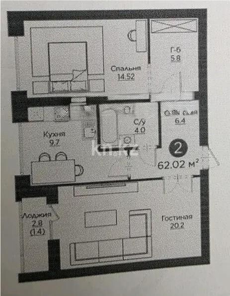 Продажа 2-комнатной квартиры, 63 м² - Продажа квартир в блочном доме в Астане - страница 171 фото 3 из 3