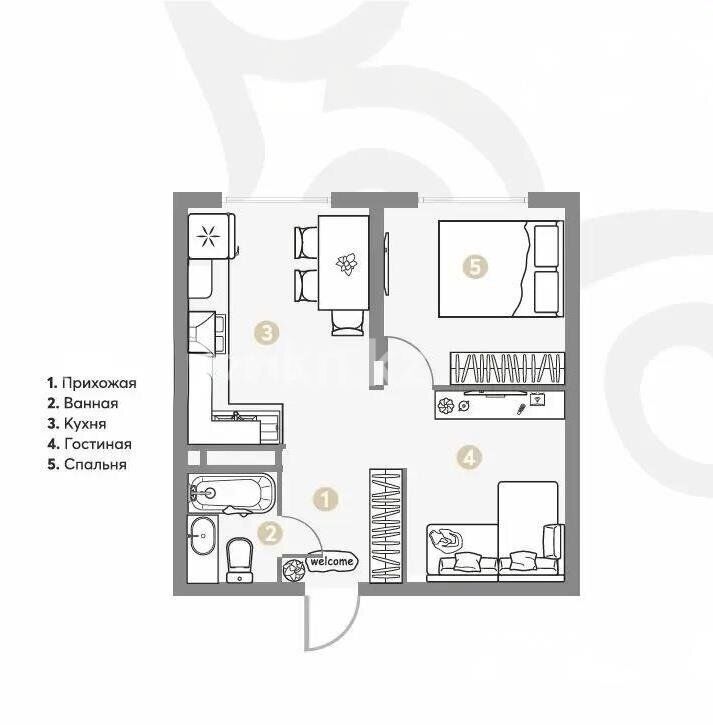 Продажа 1-комнатной квартиры, 45.4 м² - Продажа однокомнатных квартир от собственников в Алматы фото 1 из 1