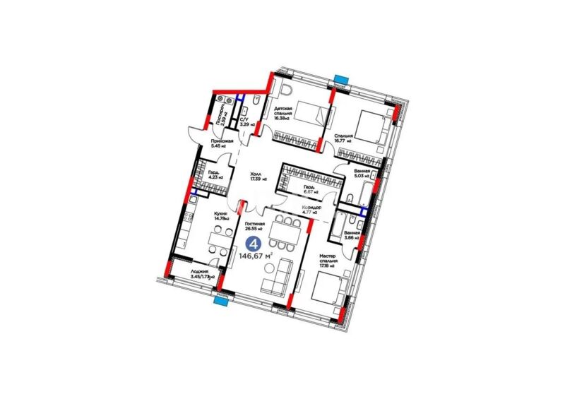 Продажа 4-комнатной квартиры, 147 м² - Продажа четырехкомнатных квартир в блочном доме в Астане - страница 3 фото 1 из 1
