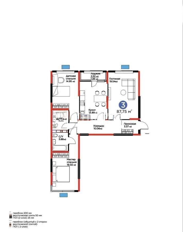 Продажа 3-комнатной квартиры, 88 м² - Продажа трехкомнатных квартир от собственников в Алматы - страница 3 фото 3 из 3