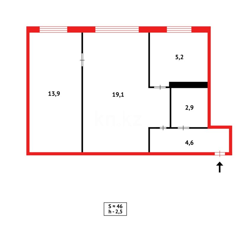 Продажа 2-комнатной квартиры, 46 м² - Продажа двухкомнатных квартир в панельном доме в Темиртау - страница 9 фото 11 из 11